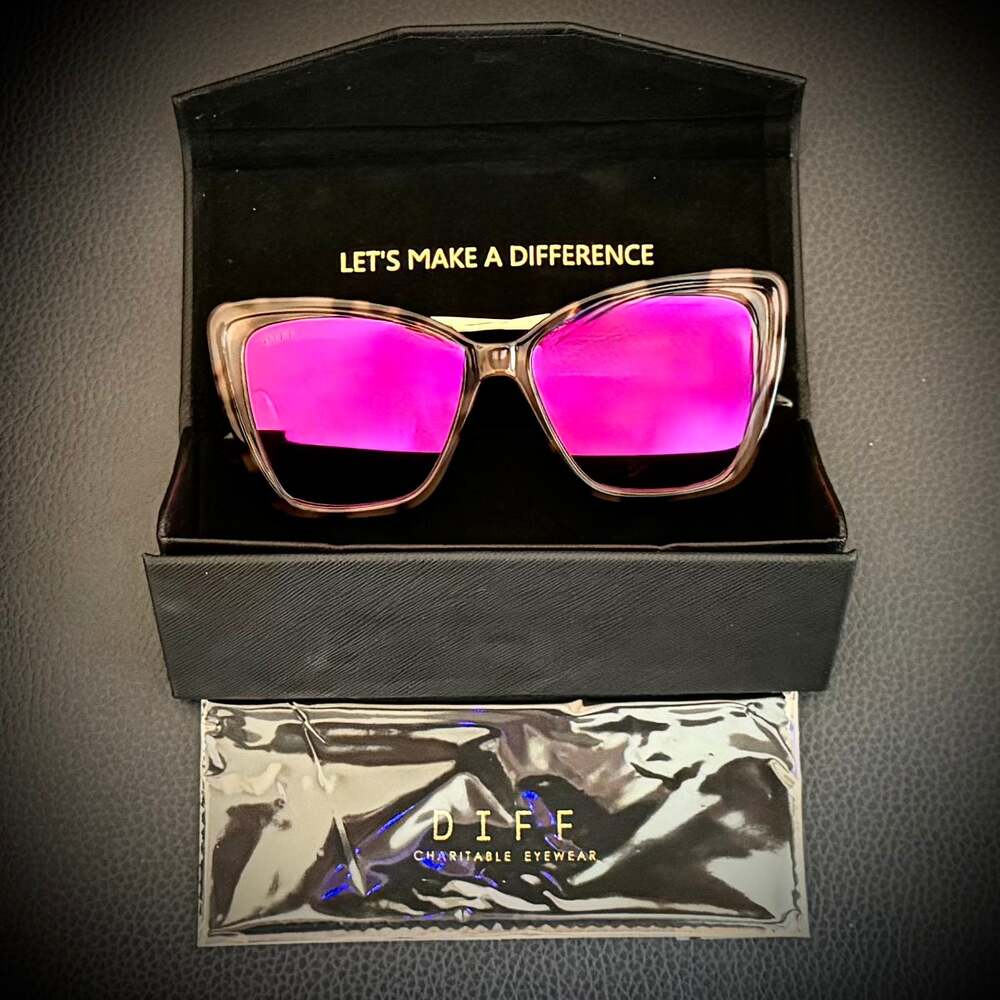 DIFF Eyewear Becky II Himalayan Tortoise Pink Mirror Sunglasses - NEW!